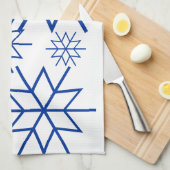 Keuken Handdoek - Blauwe Sneeuwvlokken (Quarter Fold)