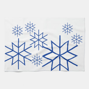 Keuken Handdoek - Blauwe Sneeuwvlokken