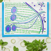 KEUKEN HANDDOEK "CELESIAL FLOWERS" blauwe afwerkin (Gevouwen)