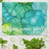 Keuken Handdoek "Floral Blue-Greens/Alcohol Inkten (Gevouwen)