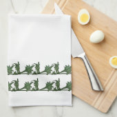 Keuken Handdoek - Groene hoek IJzeren bladeren (Quarter Fold)