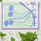 KEUKEN HANDDOEK "HEMELSE FLORA" Paarse Trim (Gevouwen)