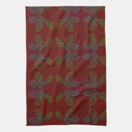 Keuken Handdoek Holly Allover Print rode achtergro