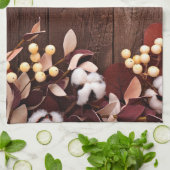 Keuken handdoek katoenen tak op donker hout stenge (Gevouwen)