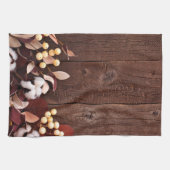 Keuken handdoek katoenen tak op donker hout stenge (Horizontaal)