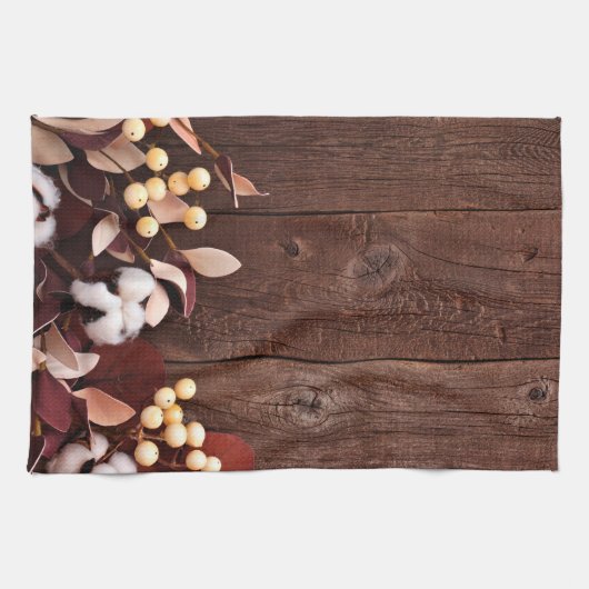 Keuken handdoek katoenen tak op donker hout stenge (Horizontaal)