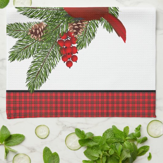 Keuken handdoek-kerst kardinaal theedoek (Gevouwen)