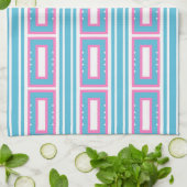 Keuken Handdoek met Aqua-Pink Rechthoek Patronen (Gevouwen)