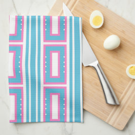 Keuken Handdoek met Aqua-Pink Rechthoek Patronen