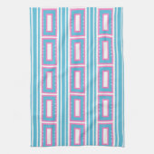 Keuken Handdoek met Aqua-Pink Rechthoek Patronen (Verticaal)