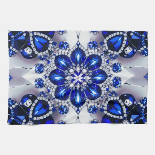 Keuken handdoek met Blauw Wit Kleuren Design (Horizontaal)