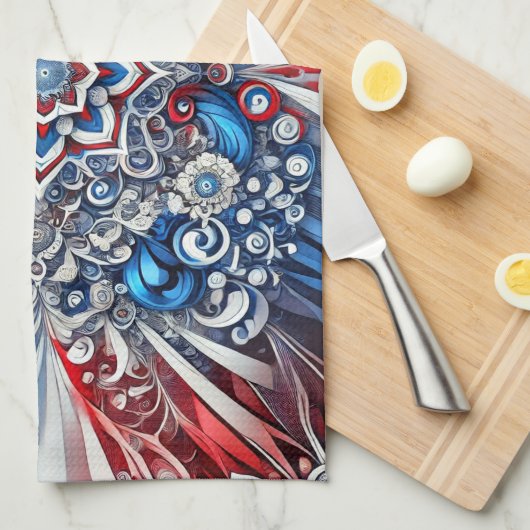 Keuken handdoek met Franse kleuren Design (Quarter Fold)