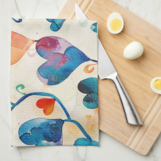 Keuken handdoek met hartjes.