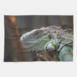 Keuken handdoek met hoofd van kleurrijke Iguana ha