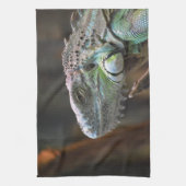 Keuken handdoek met hoofd van kleurrijke Iguana ha (Verticaal)