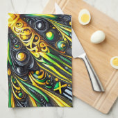 Keuken handdoek met Jamaicaanse kleuren Design (Quarter Fold)