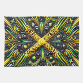 Keuken handdoek met Jamaicaanse kleuren Design (Horizontaal)