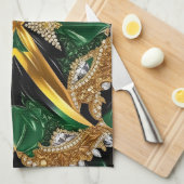 Keuken handdoek met Jamaicaanse kleuren Design (Quarter Fold)