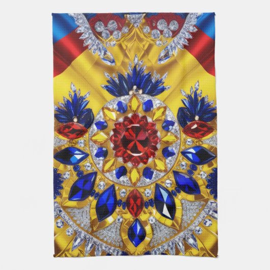 Keuken handdoek met Roemeense kleuren Design (Verticaal)