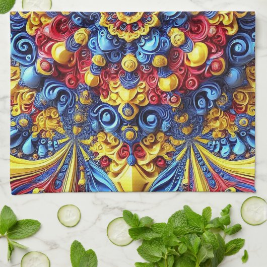 Keuken handdoek met Roemeense kleuren Design (Gevouwen)