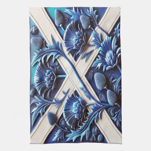 Keuken handdoek met Scottish Thistles Design (Verticaal)