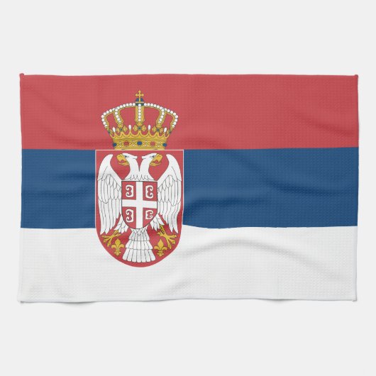 Keuken handdoek met vlag van Servië (Horizontaal)