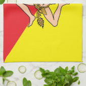 Keuken handdoek met Vlag van Sicilië, Italië (Gevouwen)