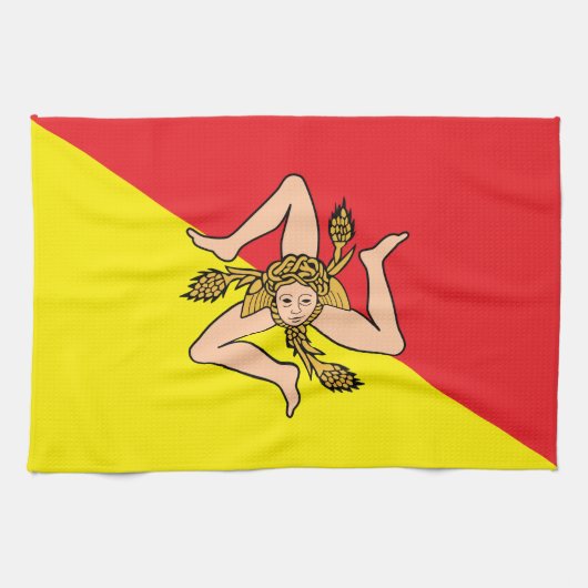 Keuken handdoek met Vlag van Sicilië, Italië (Horizontaal)