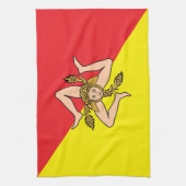 Keuken handdoek met Vlag van Sicilië, Italië (Verticaal)