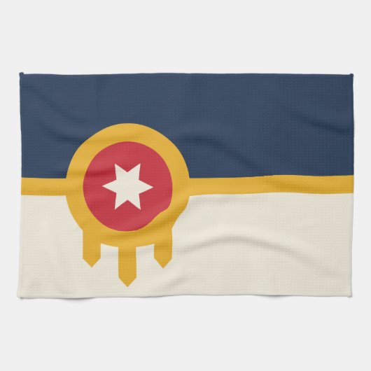 Keuken handdoek met Vlag van Tulsa, Oklahoma (Horizontaal)
