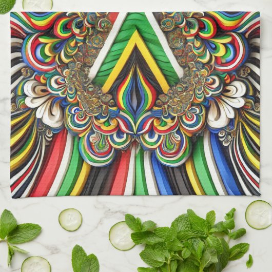 Keuken handdoek met Zuid-Afrikaanse kleuren Design (Gevouwen)