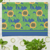 Keuken Handdoek of theedoek - Gouden Zonnebloemen (Gevouwen)