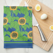 Keuken Handdoek of theedoek - Gouden Zonnebloemen (Quarter Fold)