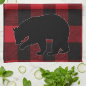 Keuken Handdoek Rood Buffel Plaid Beer Zwart (Gevouwen)