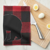Keuken Handdoek Rood Buffel Plaid Beer Zwart (Quarter Fold)
