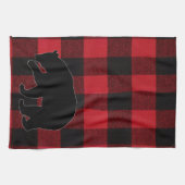 Keuken Handdoek Rood Buffel Plaid Beer Zwart (Horizontaal)