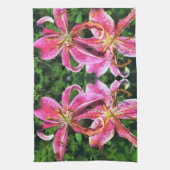 Keuken Handdoek roze lelies (Verticaal)