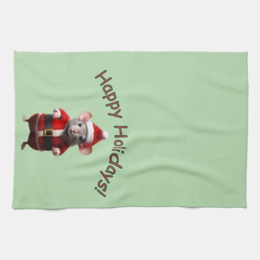Keuken Handdoek - Santa Mouse en Tekst (Horizontaal)
