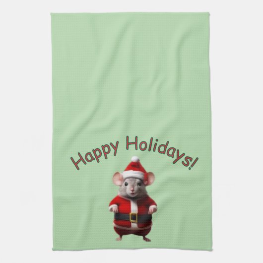 Keuken Handdoek - Santa Mouse en Tekst (Verticaal)