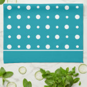 Keuken Handdoek, Theedoek Polka Dots, Wit op Blauw (Gevouwen)