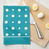 Keuken Handdoek, Theedoek Polka Dots, Wit op Blauw (Quarter Fold)