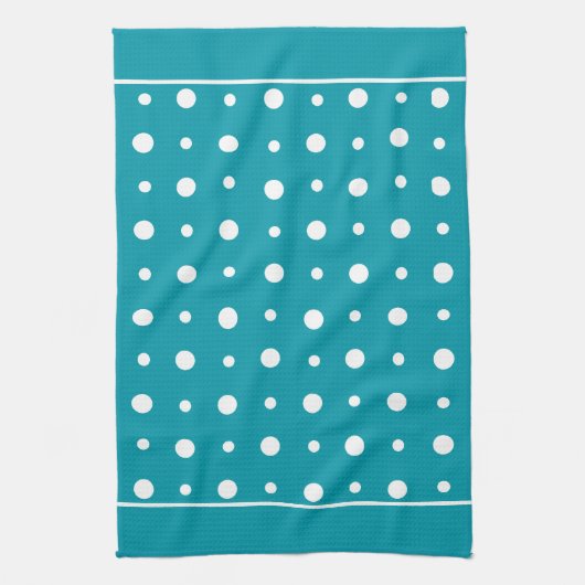 Keuken Handdoek, Theedoek Polka Dots, Wit op Blauw (Verticaal)