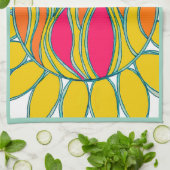 KEUKEN HANDDOEK "TROPICAL SUNSHINE" mint trim (Gevouwen)