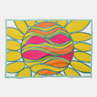 KEUKEN HANDDOEK "TROPICAL SUNSHINE" mint trim