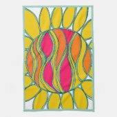 KEUKEN HANDDOEK "TROPICAL SUNSHINE" mint trim (Verticaal)