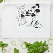 Keuken handdoek wit Steamboat Willie ontwerp (Gevouwen)