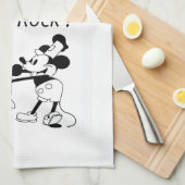 Keuken handdoek wit Steamboat Willie ontwerp (Quarter Fold)