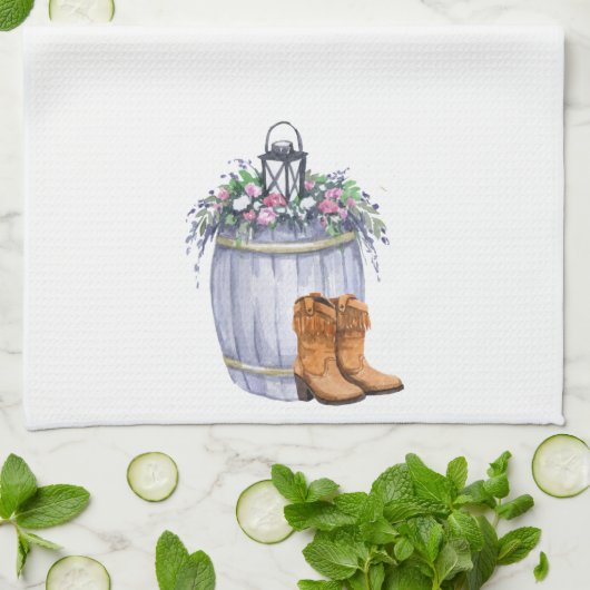 Keuken handdoek zomer land bruiloft rustieke water (Gevouwen)