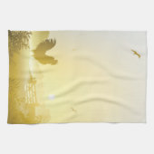 Keuken Handdoek Zonnige Ochtend Boerderij Landelij (Horizontaal)