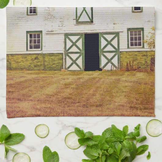 Keuken Handdoek Zonsondergang Schuur Land Rustiek (Gevouwen)